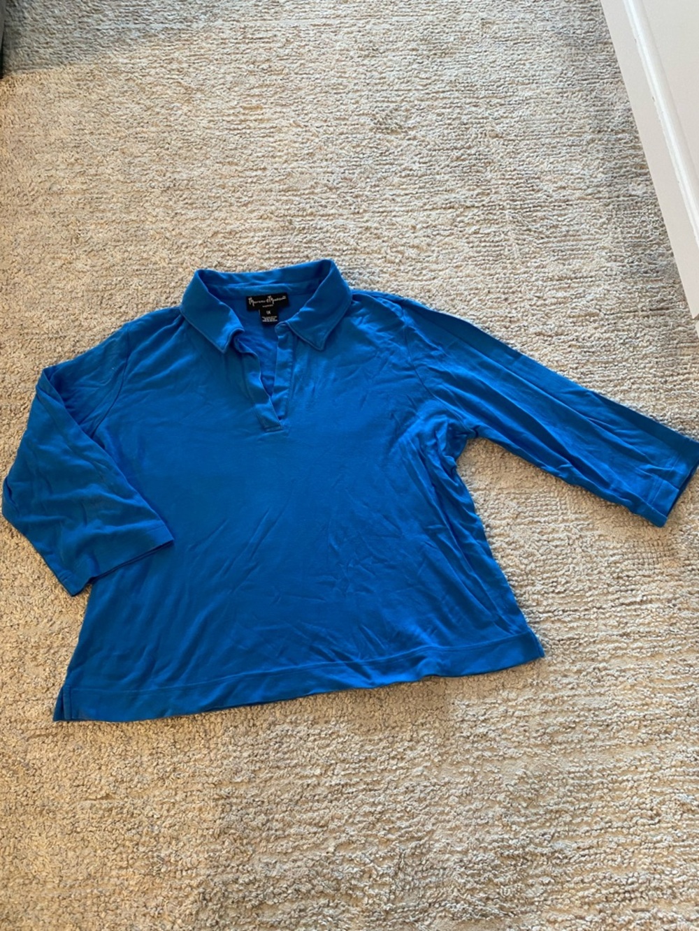 Mercer & Madison Blue Prima Cotton 3/4 Polo Shirt Size 1X